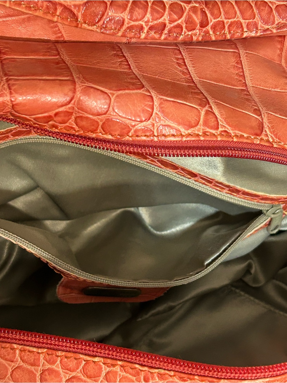 🌂Vintage Francescobiasia Croc-Embossed Hobo Bag in Burnt Orange - Picture 8 of 10